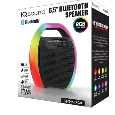 6.5" portable bluetooth speaker with rgb handle - iq-2465rgb