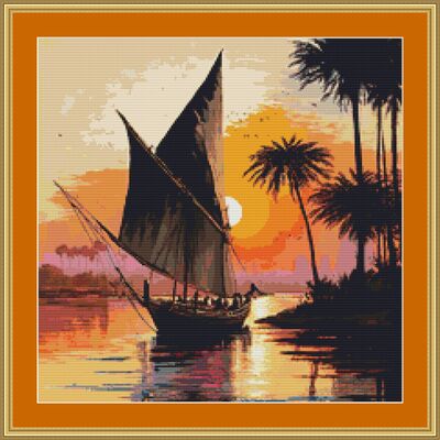 Sailing on the nile cross stitch pattern