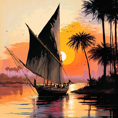Sailing on the nile cross stitch pattern