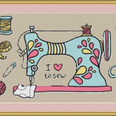 I love to sew cross stitch pattern