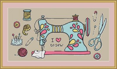 I Love To Sew Cross Stitch Pattern