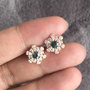 Snow Flake- Natural Teal Sapphire Earstuds 925 Sterling Silver Stud Earrings Design Earstuds Plated in Rose Gold for Lady and Girl-1