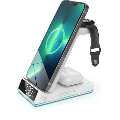 5-in-1 charging stand with alarm clock & nightlight - wc501