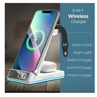 5-In-1 Charging Stand With Alarm Clock & Nightlight - WC501 - Thumbnail 3