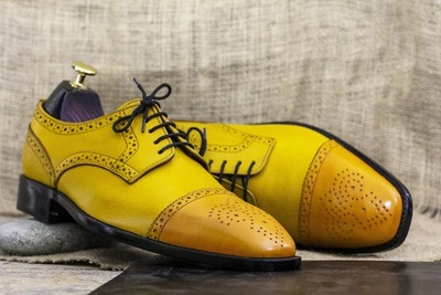 Handmade Men's Brown Leather Lace Up Cap Toe Fashion Dress Shoes