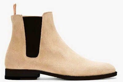 Ankle High Beige Chelsea Suede Boot, Handmade Luxury Boot