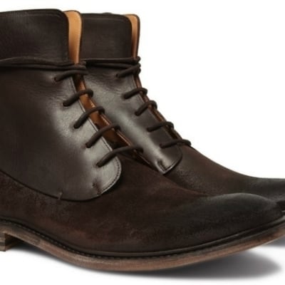 Handmade dark brown leather suede lace up boot - Thumbnail 2
