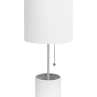 Simple Designs Hammered Metal Organizer Table Lamp with USB charging port and Fabric Shade - LT1085-RGD - Thumbnail 3