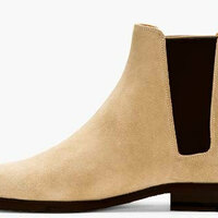 Ankle Men's Beige Suede Chelsea Handmade Fashion Boots - Thumbnail 1
