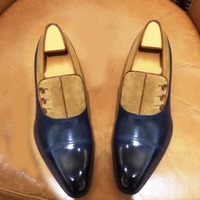 Men's Two Tone Button Leather & Suede Cap toe Handmade Dress Shoes - Thumbnail 1