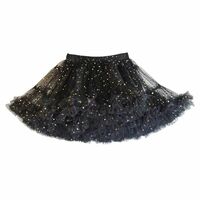 BLACK Mini Tulle Puffy A-line Short Birthday Party Skirt Outfit High Waisted Sparkly Layered Tulle Tutu Skirt - Thumbnail 4