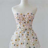 A Line Sweetheart Neck Tulle Lace Flower Long Prom Dress, Long Formal Dress KPP1780 - Thumbnail 2