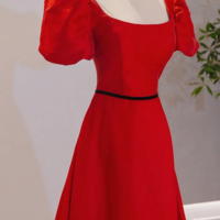 Elegant Satin Long Prom Dress, Simple A Line Red Evening Party Dress KPP1781 - Thumbnail 3