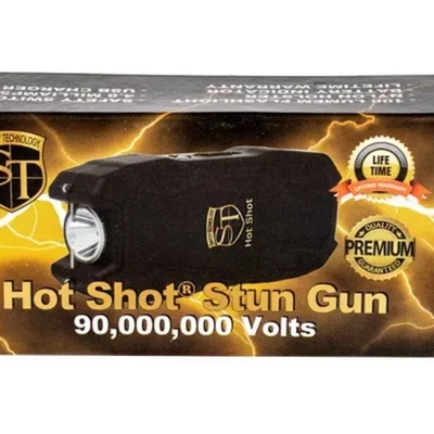 Hot shot stu-n gu-n with flashlight and battery meter black - st-hotshot - Thumbnail 1