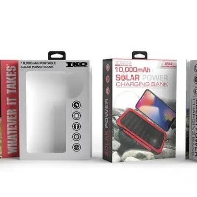 10,000 mah solar charging power bank - red - tpbsf02-039