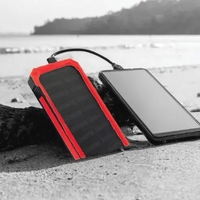 10,000 mAh Solar Charging Power Bank - Red - TPBSF02-039 - Thumbnail 2