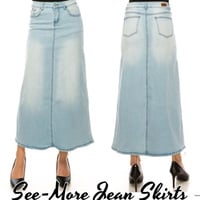 MEADOW LIGHT WASH LONG DENIM SKIRT - Thumbnail 2