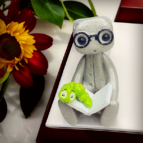Bookworm Robot Resin Art Toy Figurine