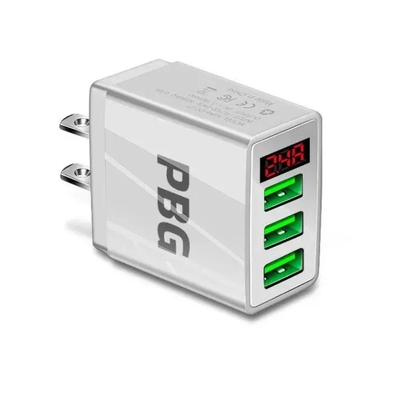  charger with led voltage display charge 3 devices at once! pbg - ws100pbg3portwcgwht - Thumbnail 1