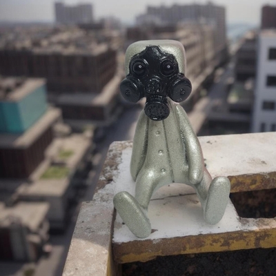 Gas mask robot resin art toy figure 