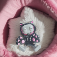 Cuddly Black Cat Hoodie Resin Robot Figurine (Black Ver.) - Thumbnail 2