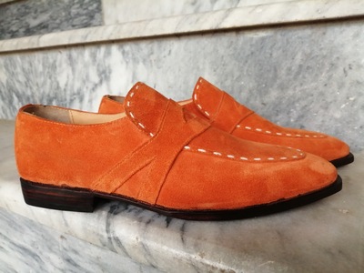 Handmade Men's Loafer Shoes, Men's Tan Brown Suede Loafer Slips Formal Shoes.