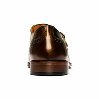 Patent Real Leather Two Tone Monk Double Buckle Strap Wing Tip Brogue Toe Shoes - Thumbnail 2