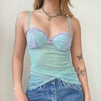 Blue Polka Dot Lace Camisole  - Thumbnail 1