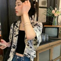 Black & White Floral Short Sleeve Shirt  - Thumbnail 1