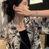 Black & White Floral Short Sleeve Shirt  - Thumbnail 2