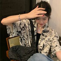 Black & White Floral Short Sleeve Shirt  - Thumbnail 4