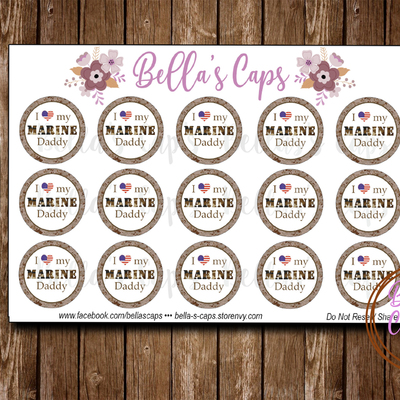 I love my marine daddy 1" round digital cabochon image