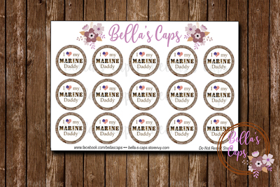 I Love my Marine Daddy 1" Round Digital Cabochon Image
