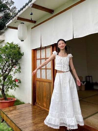 White French Tank Top + Skirt