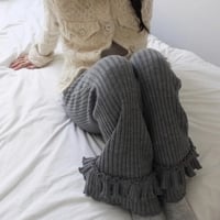 Grey Pleated Layer Knit Pants - Thumbnail 1