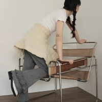 Grey Pleated Layer Knit Pants - Thumbnail 3