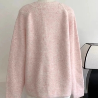 Pink V Neck Cardigan  - Thumbnail 3
