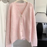 Pink V Neck Cardigan  - Thumbnail 4