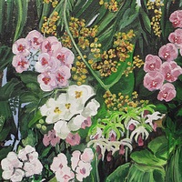 Greenhouse Garden, Original Acrylic Painting By N.E.Thompson, Artwork Size 24x36 inches - Thumbnail 4