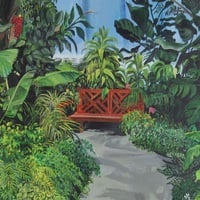 Greenhouse Garden, Original Acrylic Painting By N.E.Thompson, Artwork Size 24x36 inches - Thumbnail 2