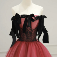 A Line Tulle Watermelon Red Long Prom Dress, Watermelon Red Tulle Long Formal Dress KPP1783 - Thumbnail 2