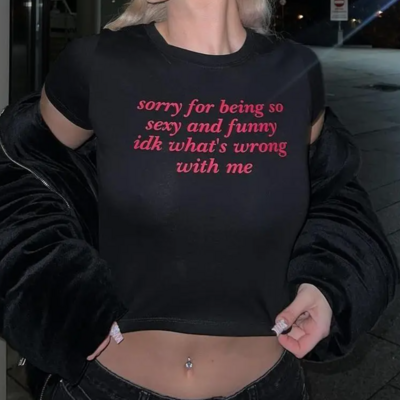 Sorry for being so sexy and funny baby tee - Thumbnail 3