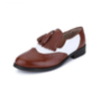 Two Tone Oxford Tassels Wing Tip Full Brogue Toe Fringed Genuine Leather Shoes - Thumbnail 2