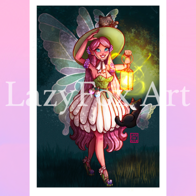 Lantern fairy print