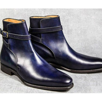 Jodhpur Two Shaded Leather Men's Ankle High Handmade Fashion Boots - Thumbnail 1