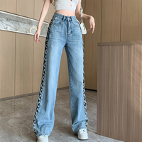 Fashion Braid Hollow Out Women Jeans - Thumbnail 6
