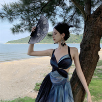 V-Neck Gradient Halter Maxi Dress - Thumbnail 4