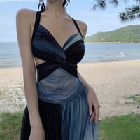 V-Neck Gradient Halter Maxi Dress - Thumbnail 6