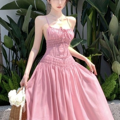 Sexy pink backless maxi dress