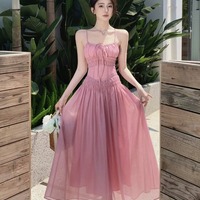 Sexy Pink Backless Maxi Dress - Thumbnail 1